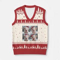 Funny Pig With Santa Hat Photobooth V-Neck Knit Sweater Vest Xmas Gift - Wonder Print Shop