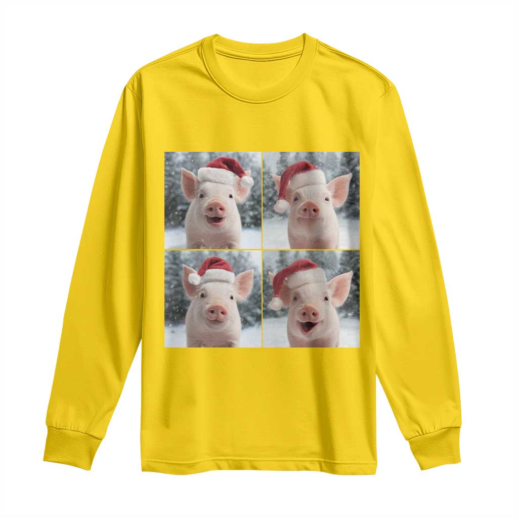 Funny Pig With Santa Hat Photobooth Long Sleeve Shirt Christmas Gift - Wonder Print Shop