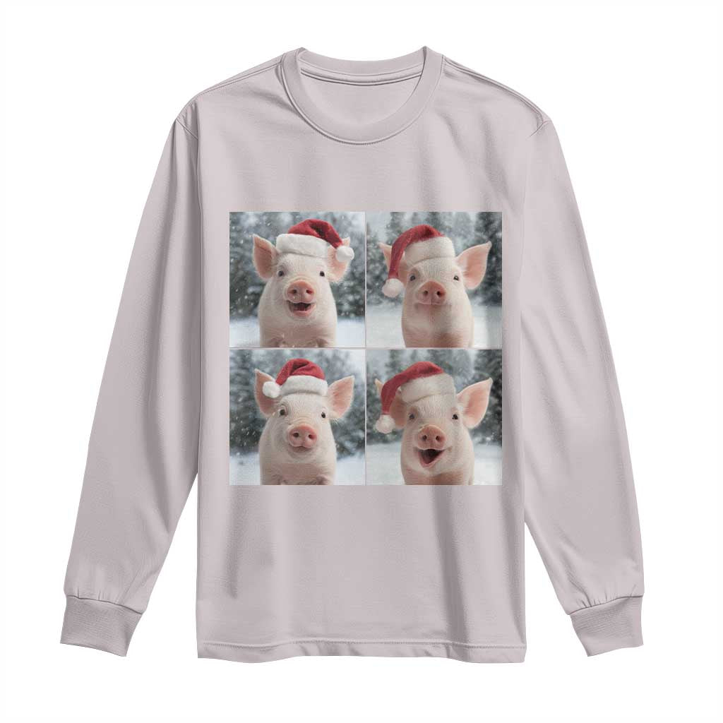 Funny Pig With Santa Hat Photobooth Long Sleeve Shirt Christmas Gift - Wonder Print Shop