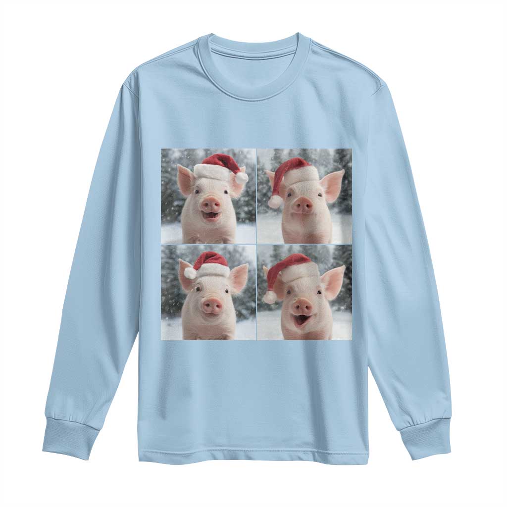 Funny Pig With Santa Hat Photobooth Long Sleeve Shirt Christmas Gift - Wonder Print Shop
