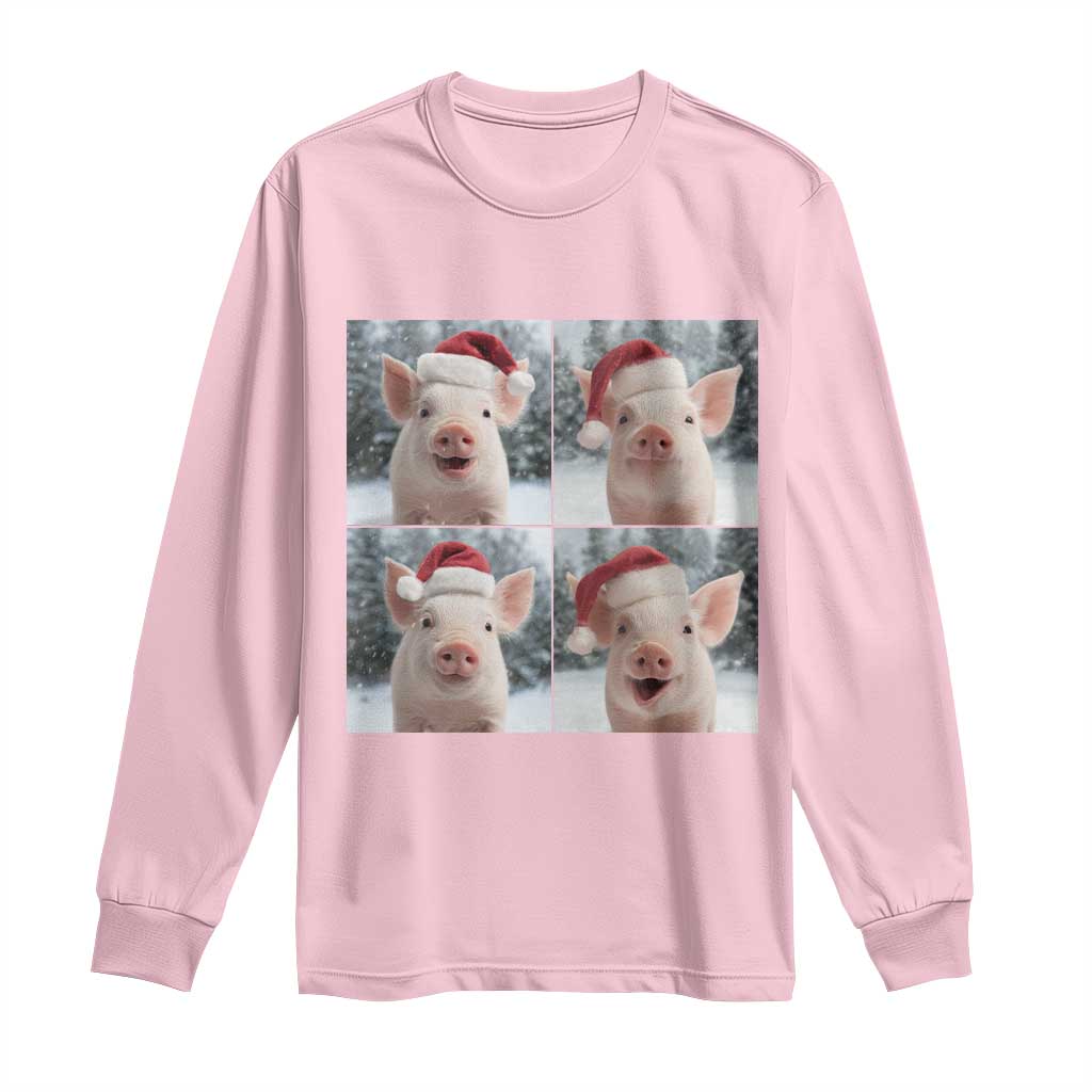 Funny Pig With Santa Hat Photobooth Long Sleeve Shirt Christmas Gift - Wonder Print Shop
