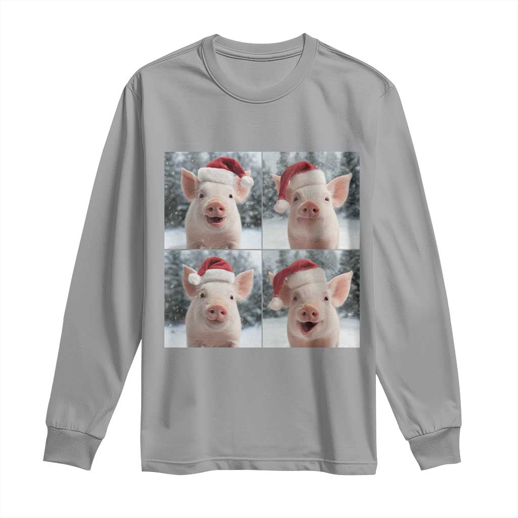 Funny Pig With Santa Hat Photobooth Long Sleeve Shirt Christmas Gift - Wonder Print Shop