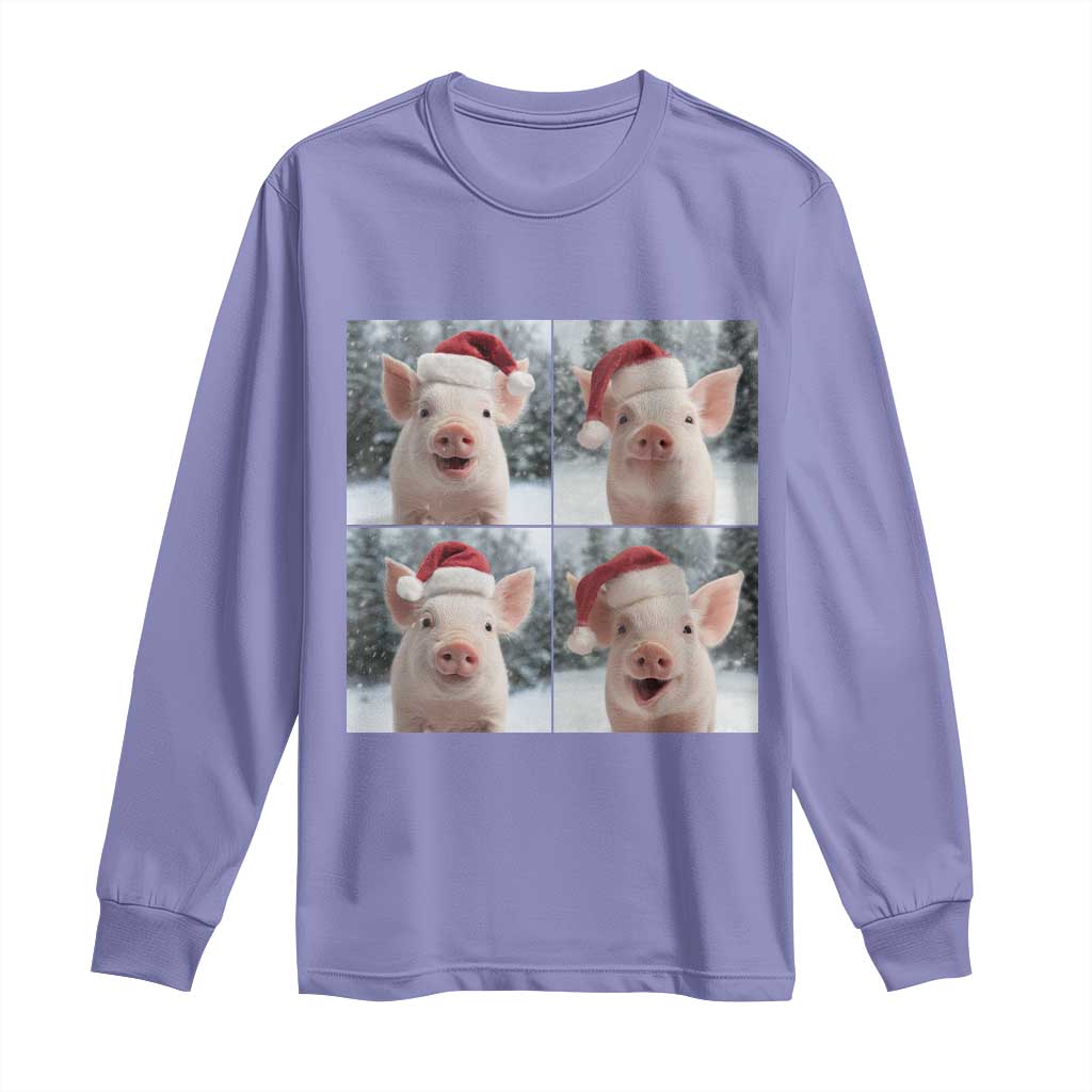 Funny Pig With Santa Hat Photobooth Long Sleeve Shirt Christmas Gift - Wonder Print Shop