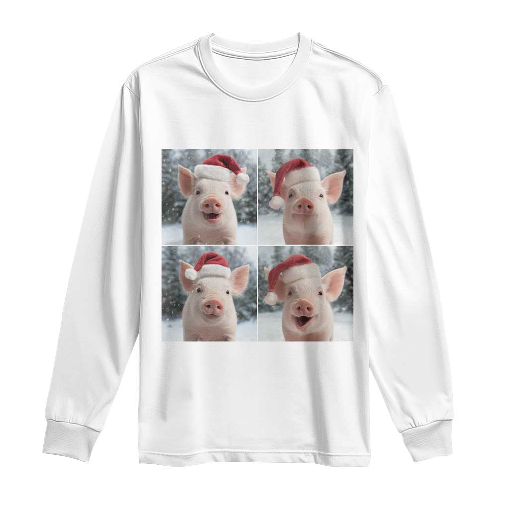 Funny Pig With Santa Hat Photobooth Long Sleeve Shirt Christmas Gift - Wonder Print Shop