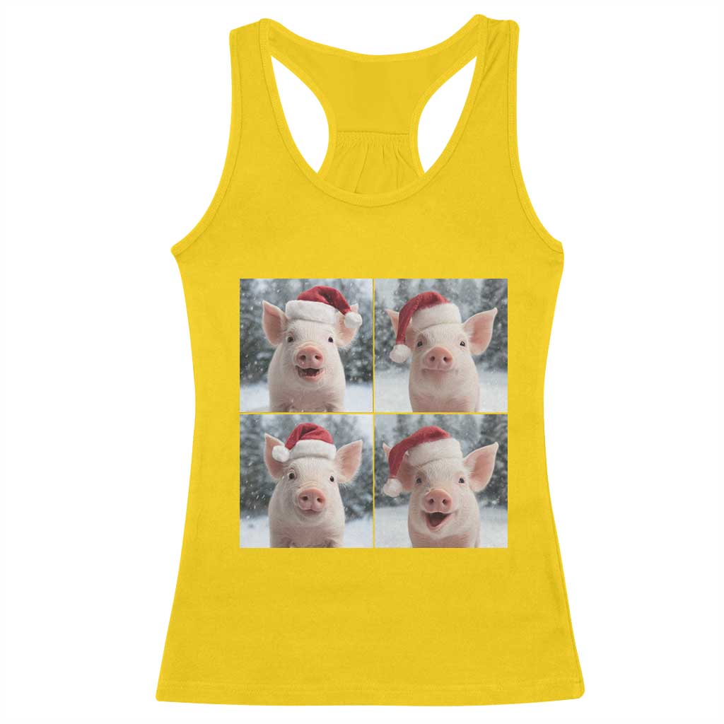 Funny Pig With Santa Hat Photobooth Racerback Tank Top Christmas Gift - Wonder Print Shop