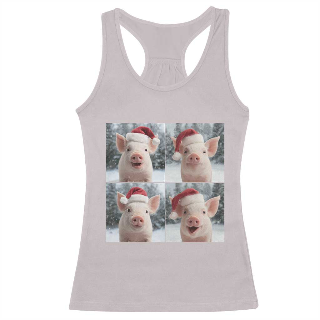 Funny Pig With Santa Hat Photobooth Racerback Tank Top Christmas Gift - Wonder Print Shop