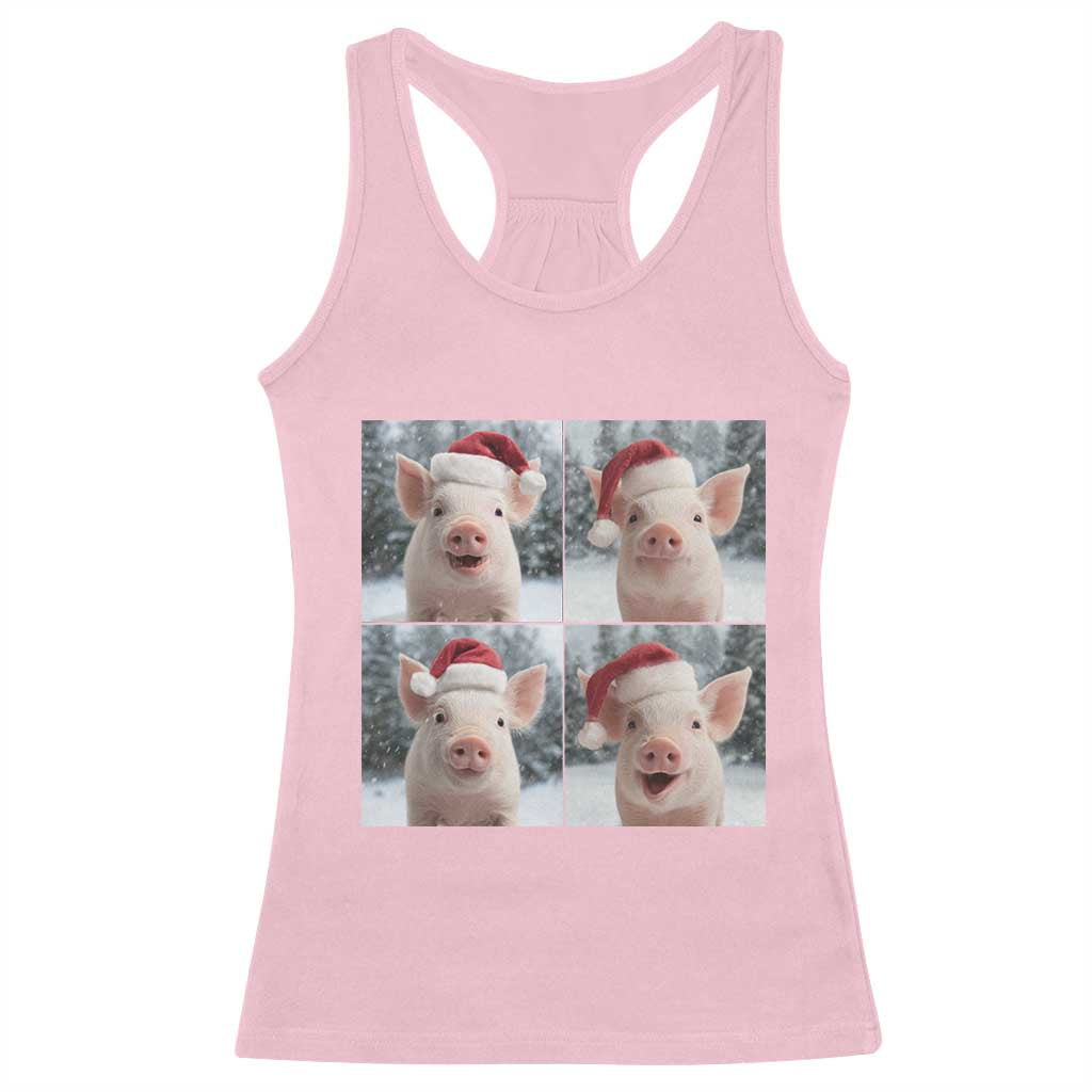 Funny Pig With Santa Hat Photobooth Racerback Tank Top Christmas Gift - Wonder Print Shop