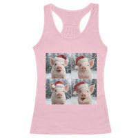 Funny Pig With Santa Hat Photobooth Racerback Tank Top Christmas Gift - Wonder Print Shop