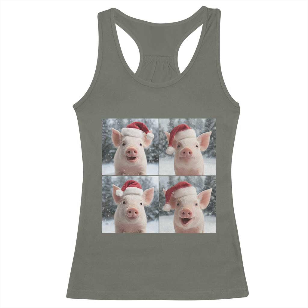 Funny Pig With Santa Hat Photobooth Racerback Tank Top Christmas Gift - Wonder Print Shop