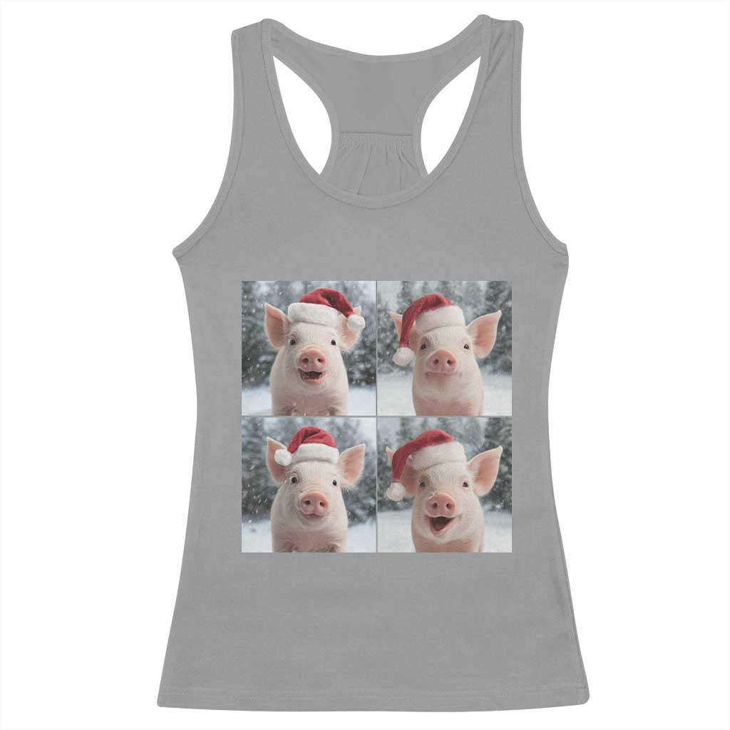 Funny Pig With Santa Hat Photobooth Racerback Tank Top Christmas Gift - Wonder Print Shop