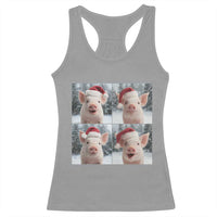Funny Pig With Santa Hat Photobooth Racerback Tank Top Christmas Gift - Wonder Print Shop