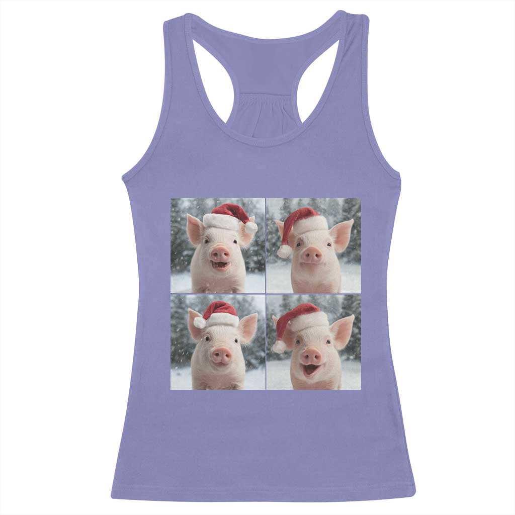 Funny Pig With Santa Hat Photobooth Racerback Tank Top Christmas Gift - Wonder Print Shop