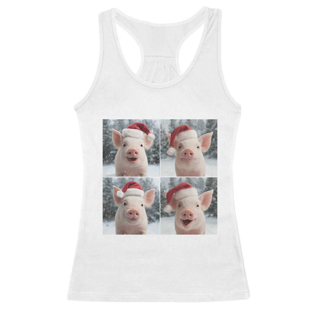 Funny Pig With Santa Hat Photobooth Racerback Tank Top Christmas Gift - Wonder Print Shop