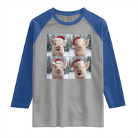 Funny Pig With Santa Hat Photobooth Raglan Shirt Christmas Gift - Wonder Print Shop