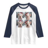 Funny Pig With Santa Hat Photobooth Raglan Shirt Christmas Gift - Wonder Print Shop