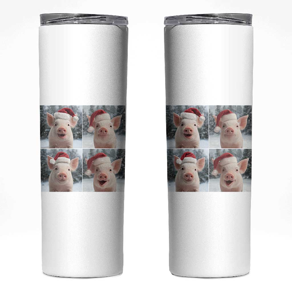 Funny Pig With Santa Hat Photobooth Skinny Tumbler Christmas Gift - Wonder Print Shop