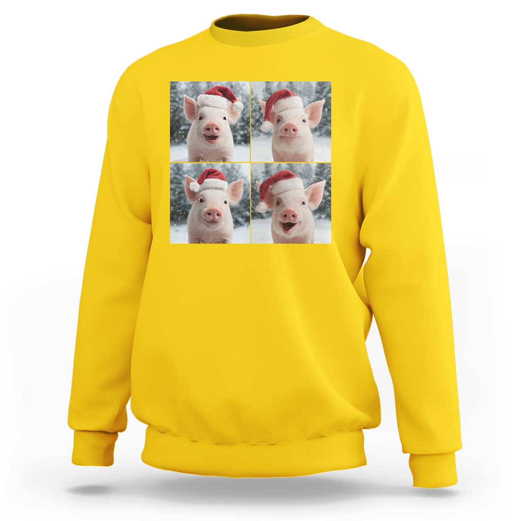 Funny Pig With Santa Hat Photobooth Sweatshirt Christmas Gift - Wonder Print Shop