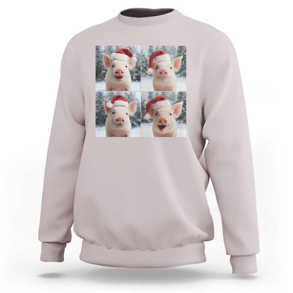 Funny Pig With Santa Hat Photobooth Sweatshirt Christmas Gift - Wonder Print Shop