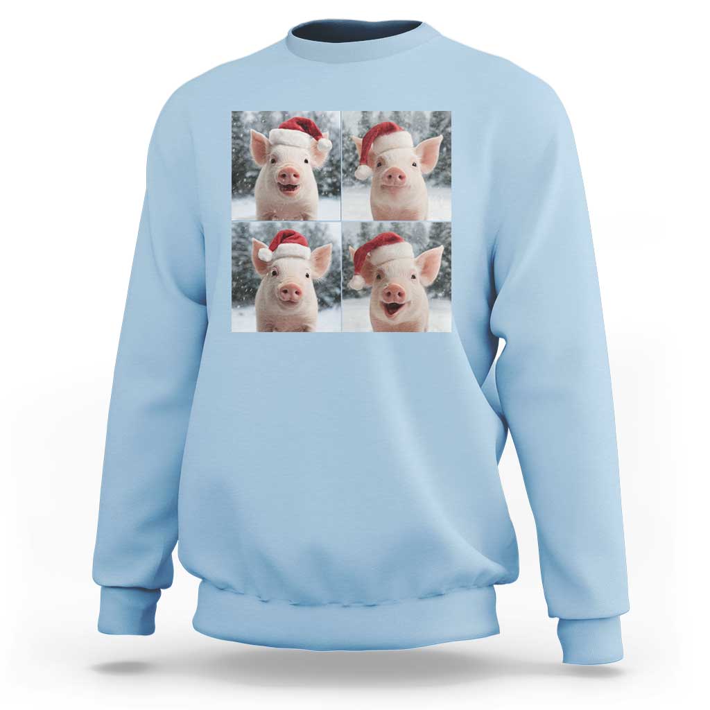 Funny Pig With Santa Hat Photobooth Sweatshirt Christmas Gift - Wonder Print Shop