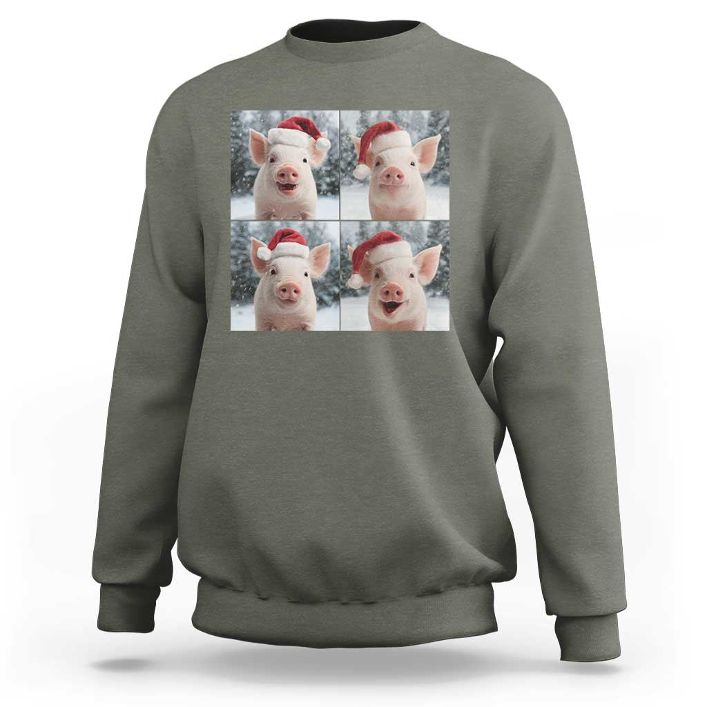 Funny Pig With Santa Hat Photobooth Sweatshirt Christmas Gift - Wonder Print Shop