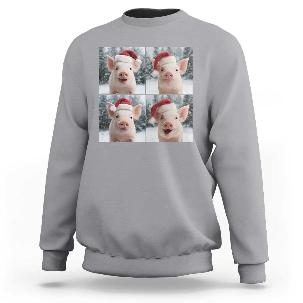 Funny Pig With Santa Hat Photobooth Sweatshirt Christmas Gift - Wonder Print Shop
