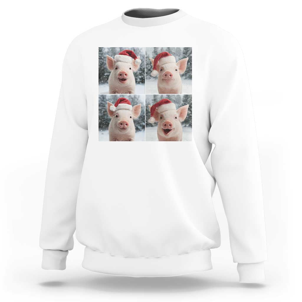 Funny Pig With Santa Hat Photobooth Sweatshirt Christmas Gift - Wonder Print Shop