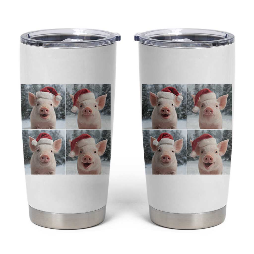 Funny Pig With Santa Hat Photobooth Tumbler Cup Christmas Gift - Wonder Print Shop