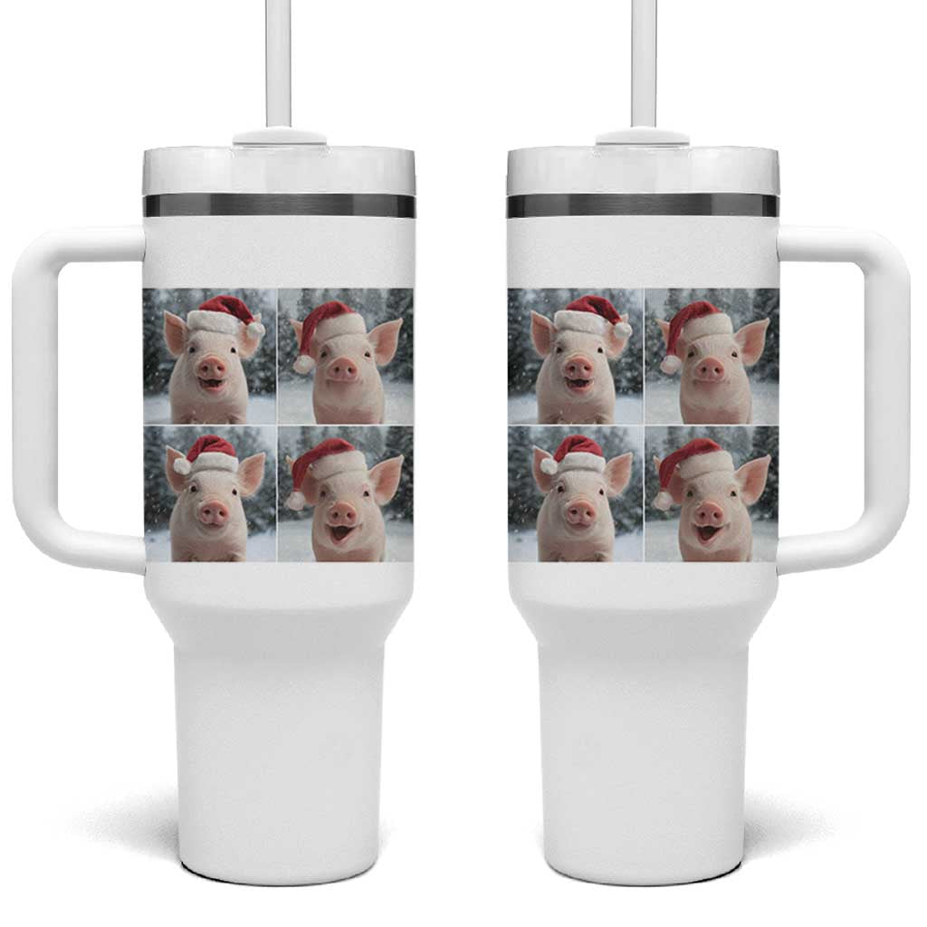 Funny Pig With Santa Hat Photobooth Tumbler With Handle Christmas Gift - Wonder Print Shop