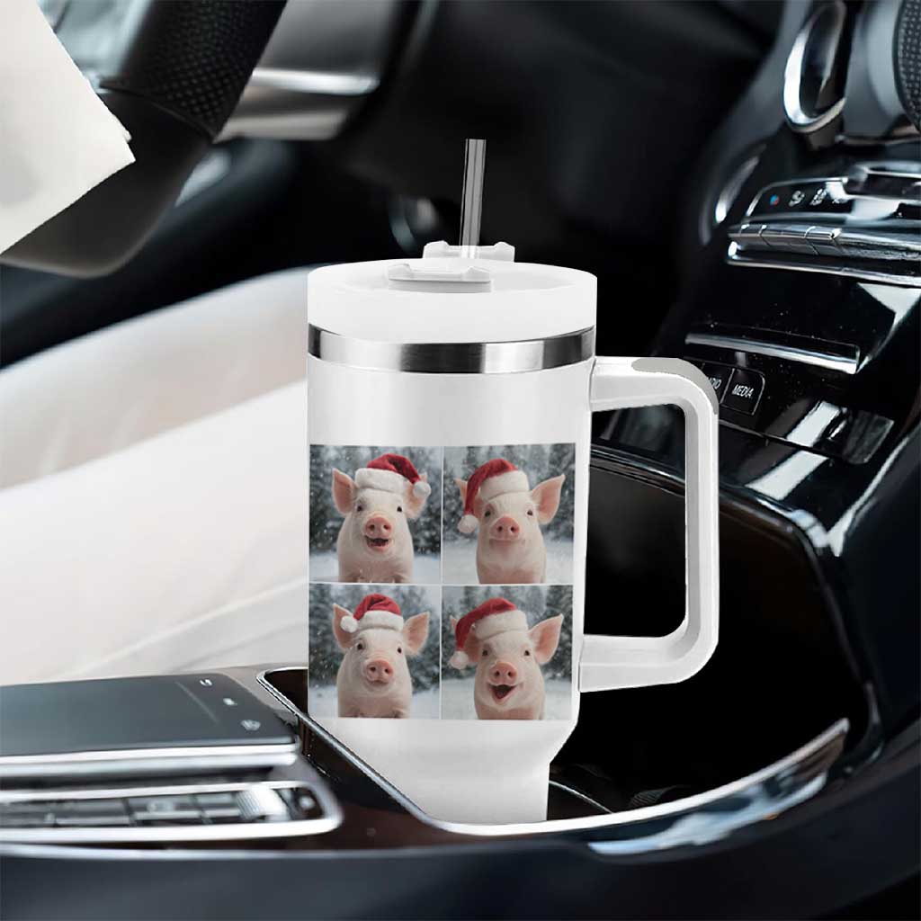 Funny Pig With Santa Hat Photobooth Tumbler With Handle Christmas Gift - Wonder Print Shop