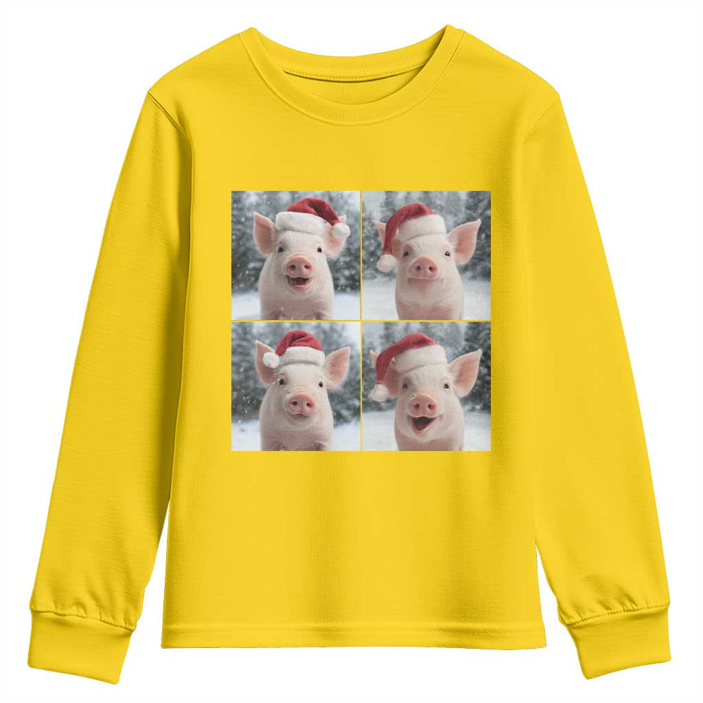 Funny Pig With Santa Hat Photobooth Youth Sweatshirt Christmas Gift - Wonder Print Shop
