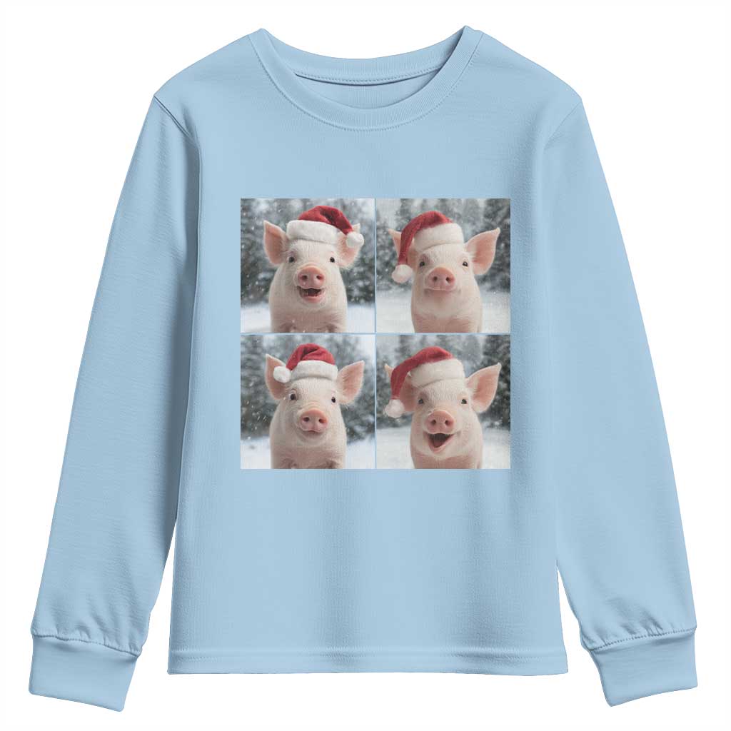 Funny Pig With Santa Hat Photobooth Youth Sweatshirt Christmas Gift - Wonder Print Shop