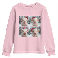 Funny Pig With Santa Hat Photobooth Youth Sweatshirt Christmas Gift - Wonder Print Shop