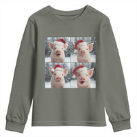 Funny Pig With Santa Hat Photobooth Youth Sweatshirt Christmas Gift - Wonder Print Shop