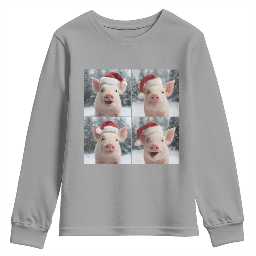 Funny Pig With Santa Hat Photobooth Youth Sweatshirt Christmas Gift - Wonder Print Shop