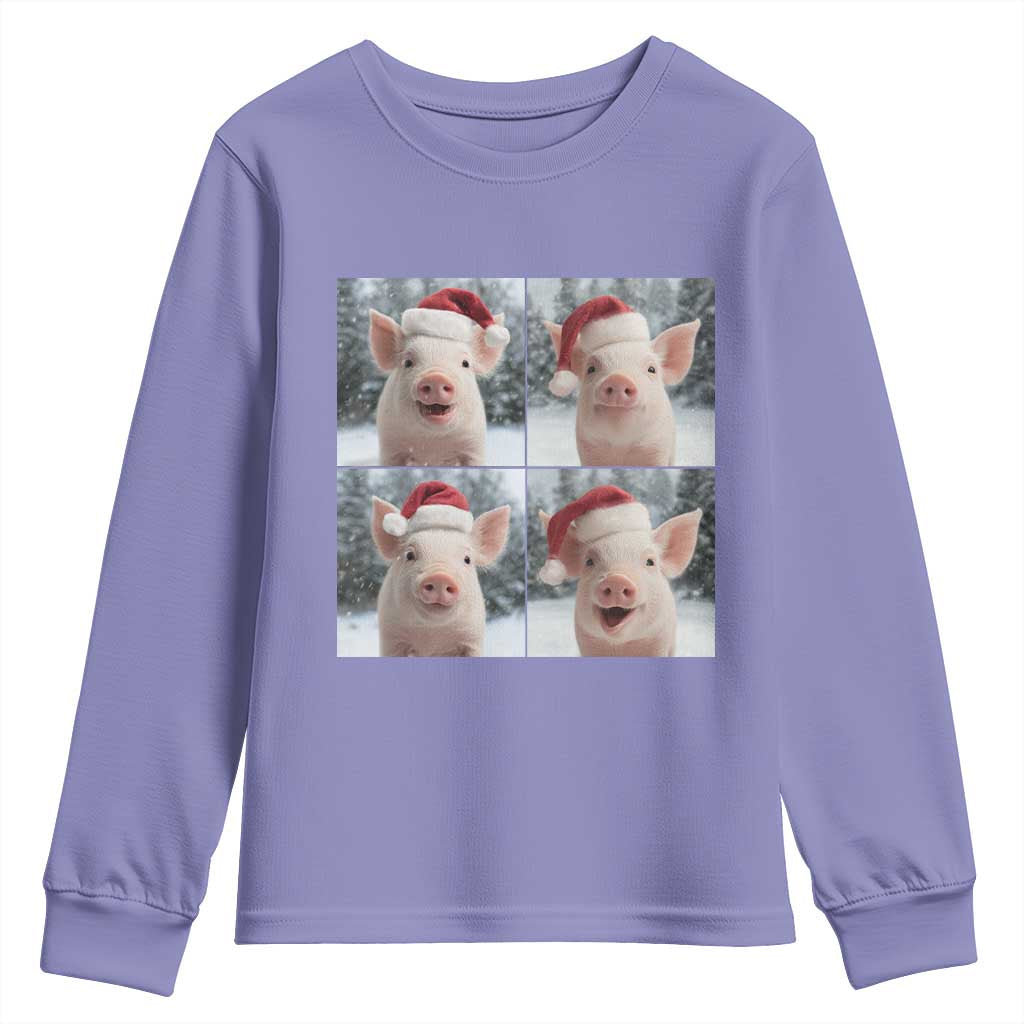 Funny Pig With Santa Hat Photobooth Youth Sweatshirt Christmas Gift - Wonder Print Shop