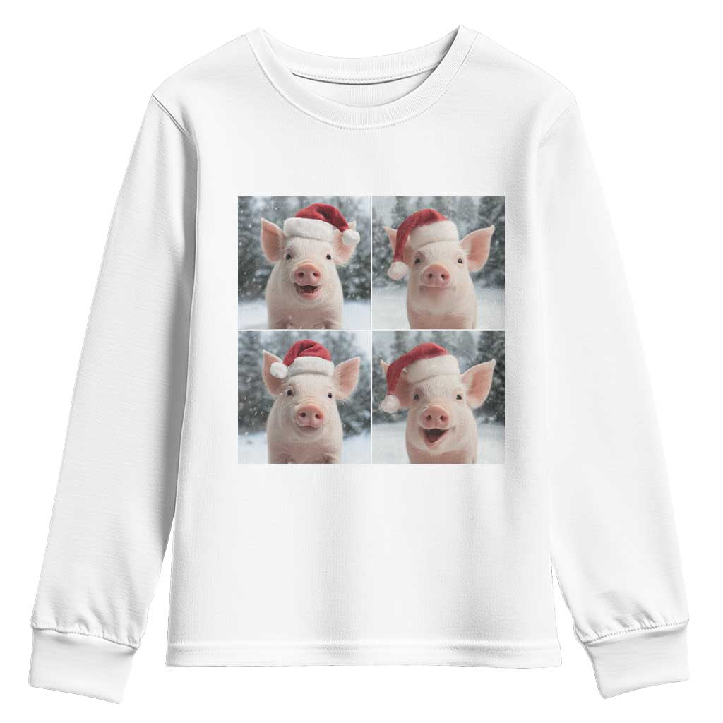 Funny Pig With Santa Hat Photobooth Youth Sweatshirt Christmas Gift - Wonder Print Shop
