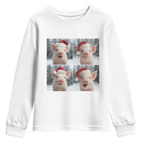 Funny Pig With Santa Hat Photobooth Youth Sweatshirt Christmas Gift - Wonder Print Shop