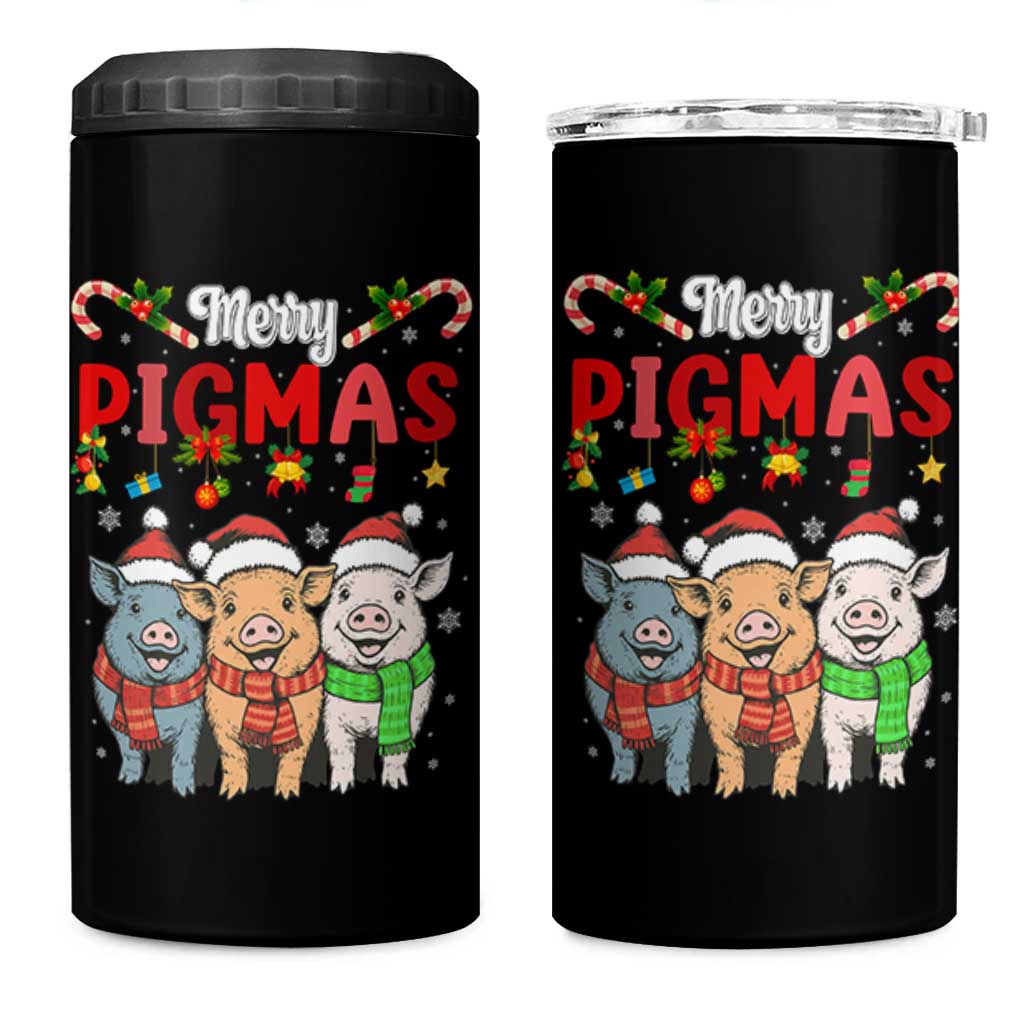 Funny Merry Pigmas 4 in 1 Can Cooler Tumbler Christmas Pigs Farm Gift - Wonder Print Shop