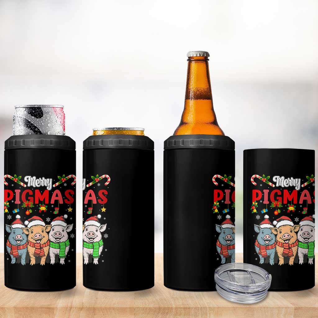 Funny Merry Pigmas 4 in 1 Can Cooler Tumbler Christmas Pigs Farm Gift - Wonder Print Shop
