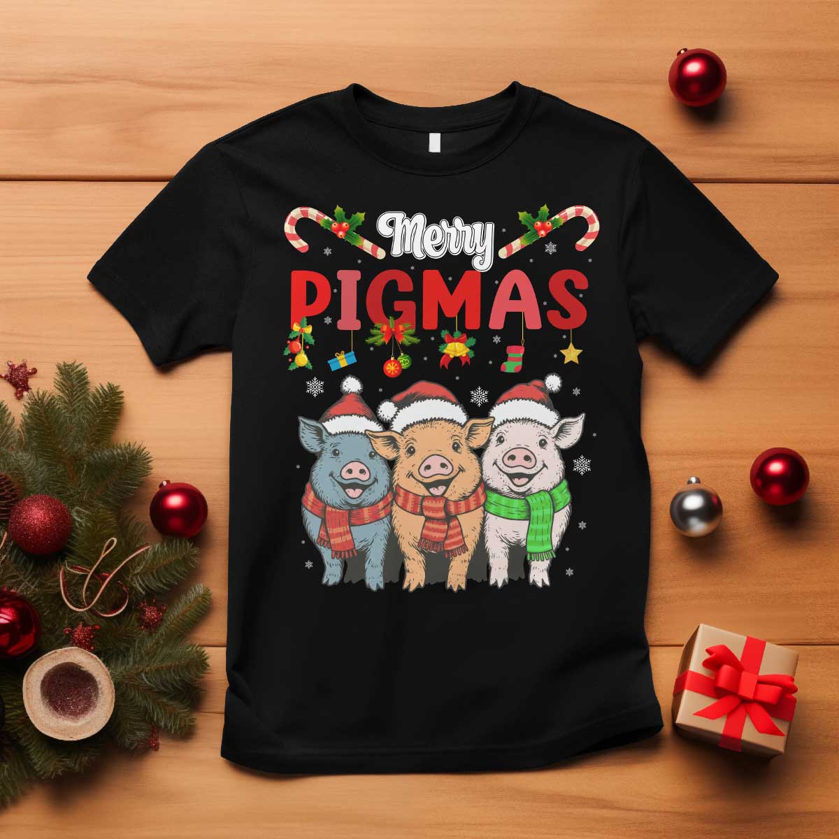 Funny Merry Pigmas T Shirt Christmas Pigs Farm Gift - Wonder Print Shop