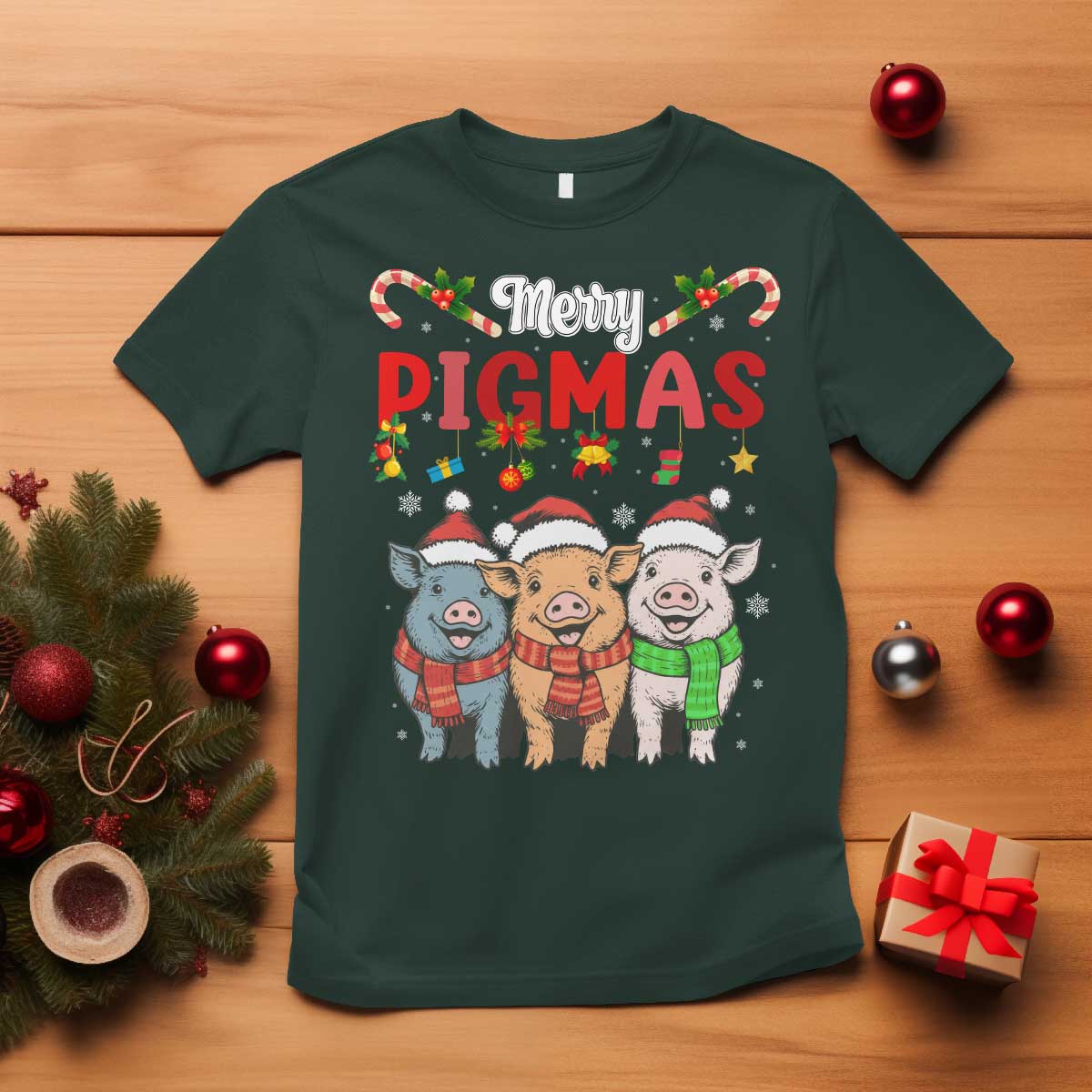 Funny Merry Pigmas T Shirt Christmas Pigs Farm Gift - Wonder Print Shop