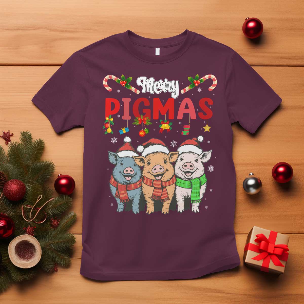 Funny Merry Pigmas T Shirt Christmas Pigs Farm Gift - Wonder Print Shop