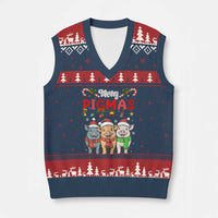 Funny Merry Pigmas V-Neck Knit Sweater Vest Xmas Pigs Farm Gift - Wonder Print Shop