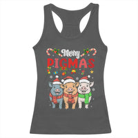 Funny Merry Pigmas Racerback Tank Top Christmas Pigs Farm Gift - Wonder Print Shop