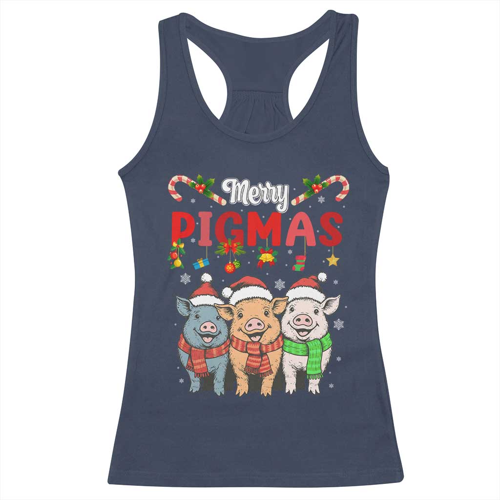 Funny Merry Pigmas Racerback Tank Top Christmas Pigs Farm Gift - Wonder Print Shop