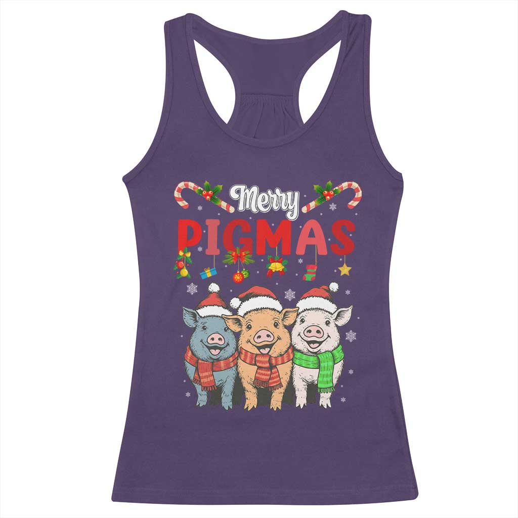 Funny Merry Pigmas Racerback Tank Top Christmas Pigs Farm Gift - Wonder Print Shop