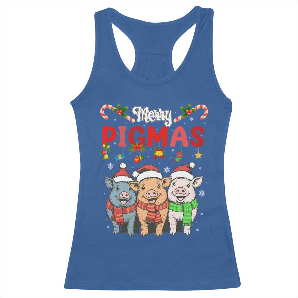 Funny Merry Pigmas Racerback Tank Top Christmas Pigs Farm Gift - Wonder Print Shop