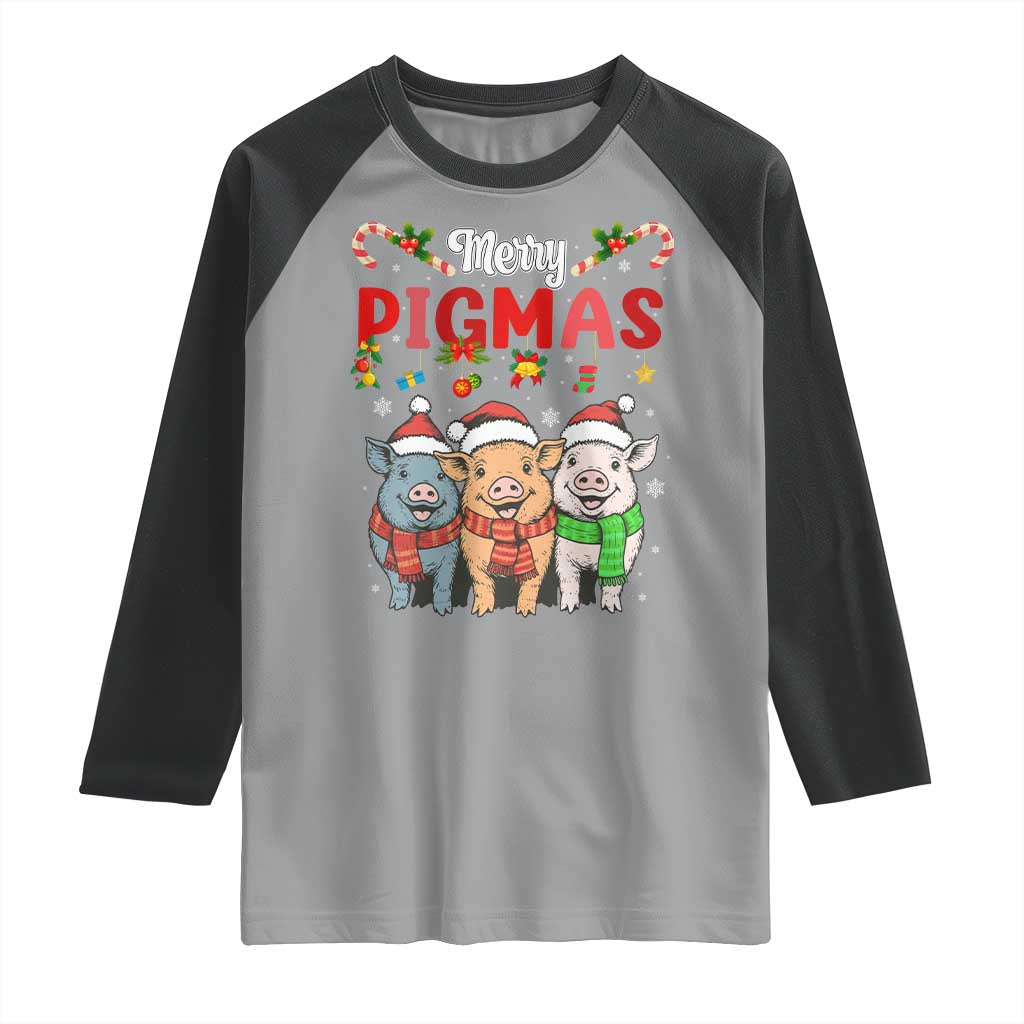 Funny Merry Pigmas Raglan Shirt Christmas Pigs Farm Gift - Wonder Print Shop