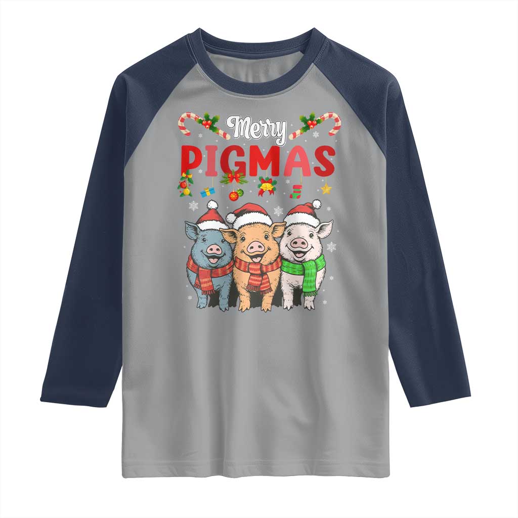 Funny Merry Pigmas Raglan Shirt Christmas Pigs Farm Gift - Wonder Print Shop