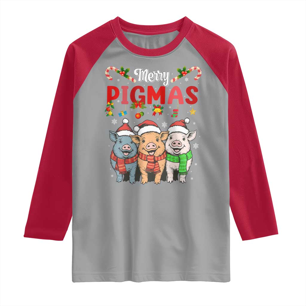 Funny Merry Pigmas Raglan Shirt Christmas Pigs Farm Gift - Wonder Print Shop